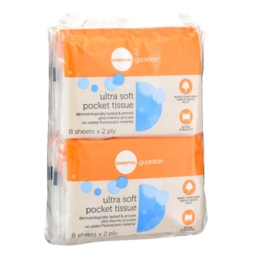 Guardian Face Tissues Pocket 8 X 8s
