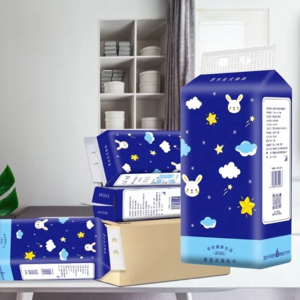 Dark Blue Rabbit Wall Mounted 4 Layer Toilet Paper