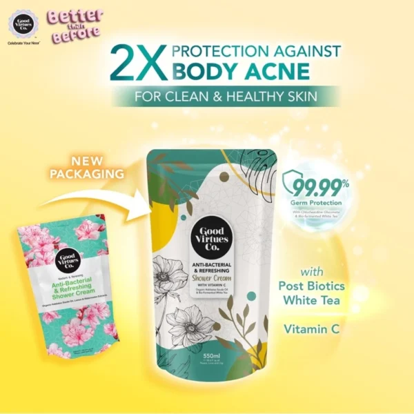 GOOD VIRTUES CO ANTI-BACTERIAL AND REFRESHING SHOWER CREAM 550ML