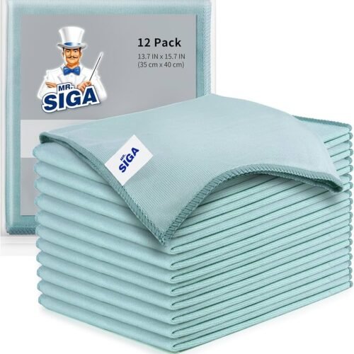 MR.SIGA Ultra Fine Microfiber Cloths for Glass Pack of 6